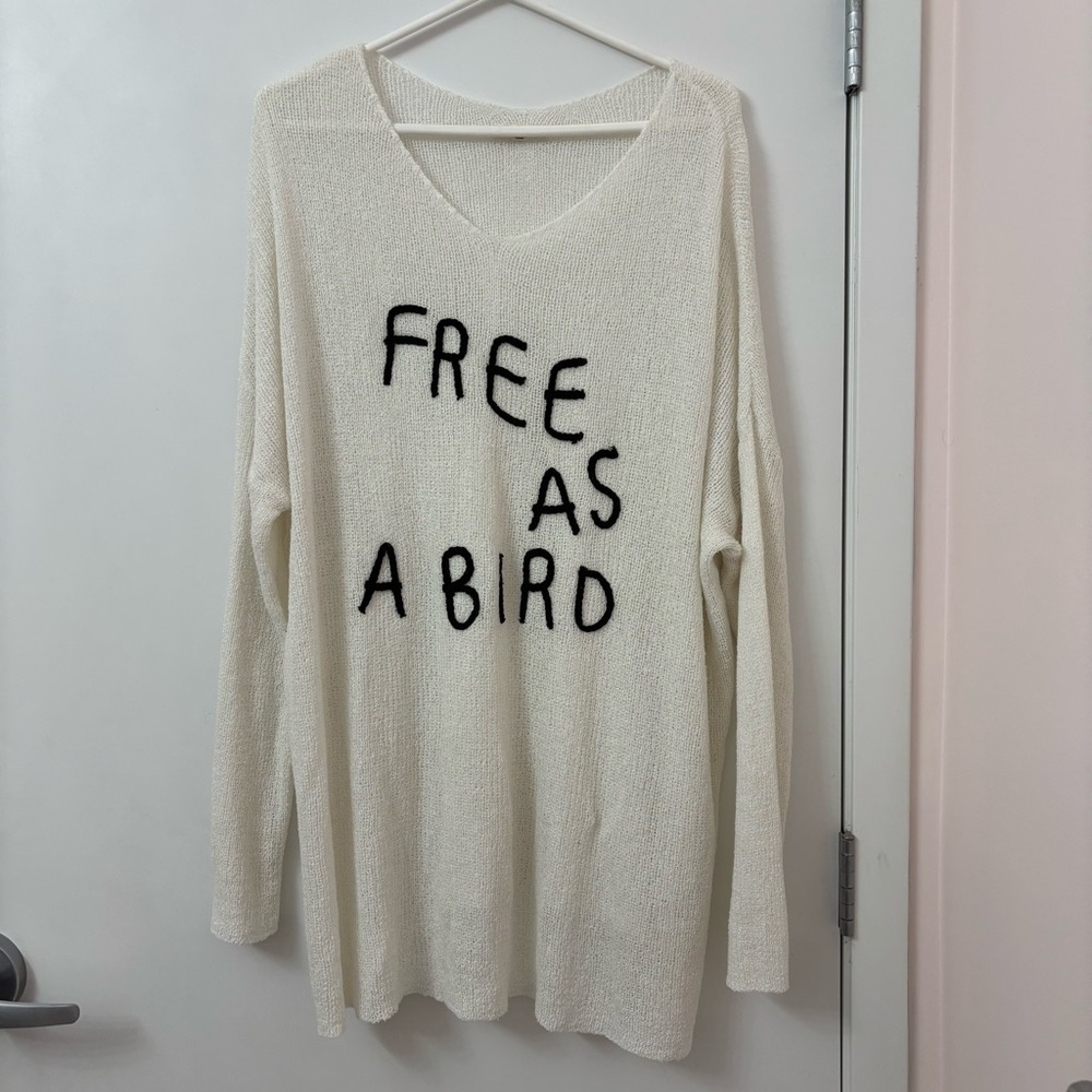 Le Lis Cream Open Knit Lightweight Sweater